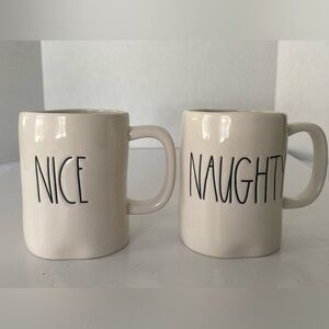 2 Collectible Rae Dunn Mugs Naughty and Nice- Excellent “Like New” Condition